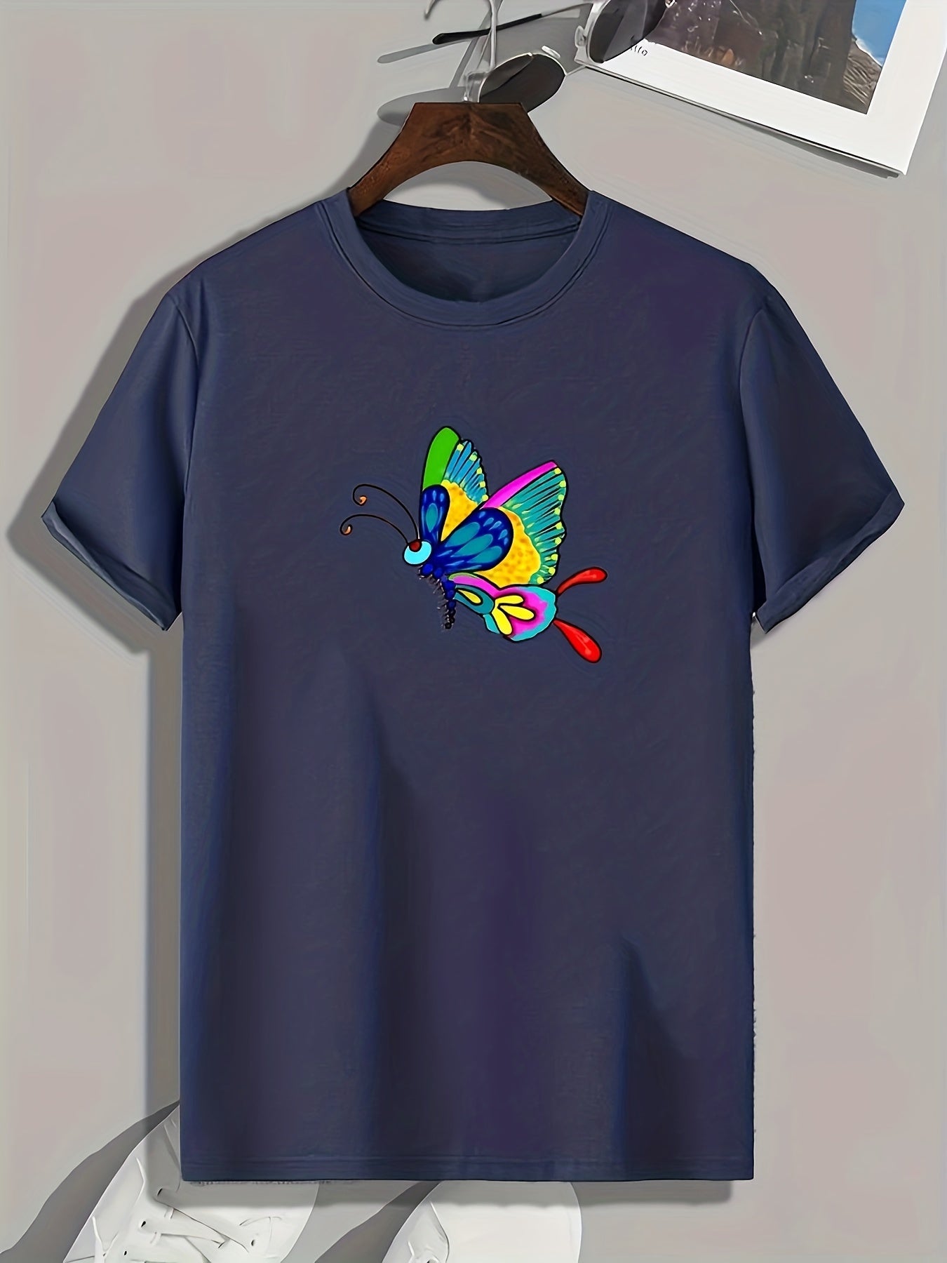 Men's Butterfly Print Sports T-shirt - Outdoor Fitness Clothing