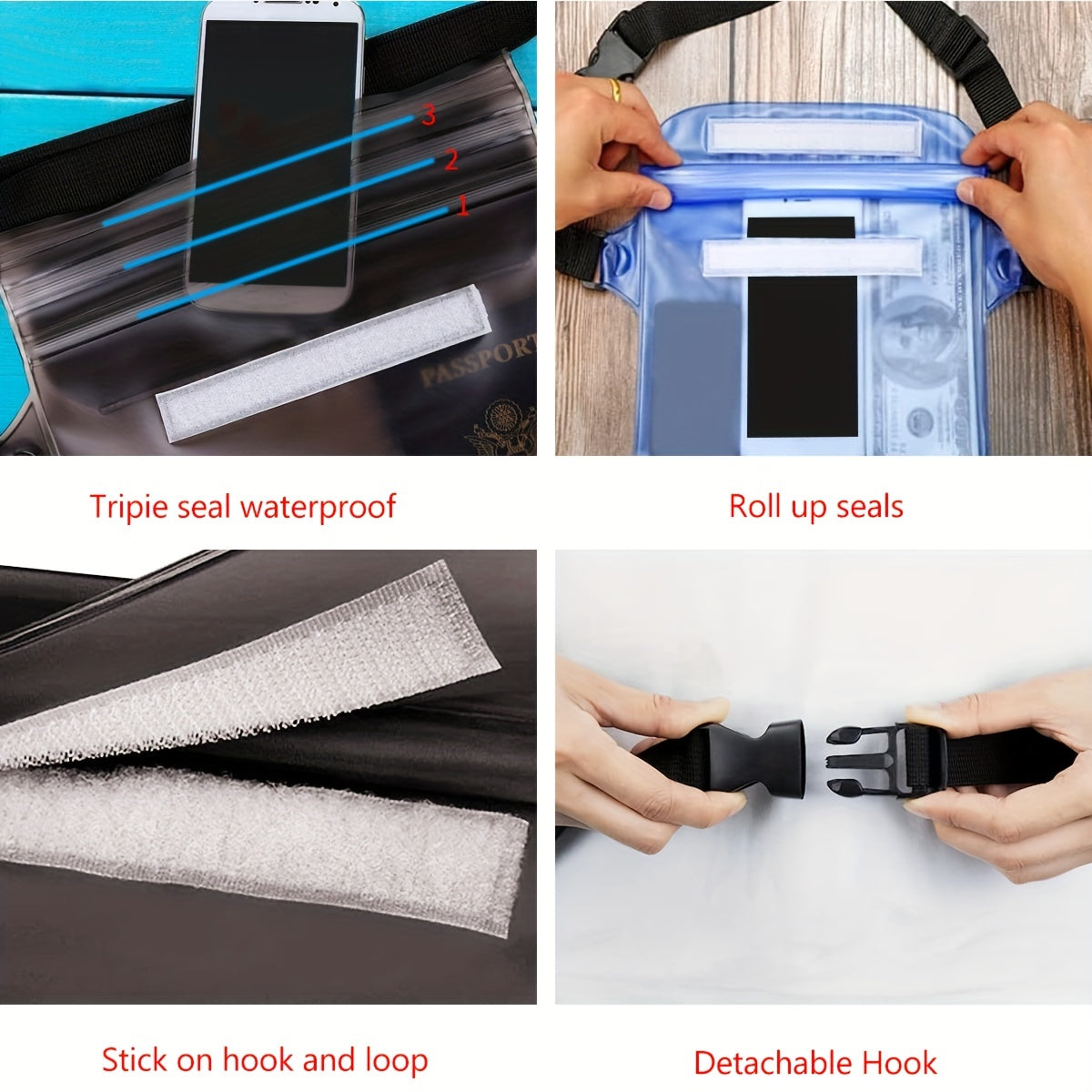 Waterproof Pouch Bag With Adjustable Waist Strap for Water Activities
