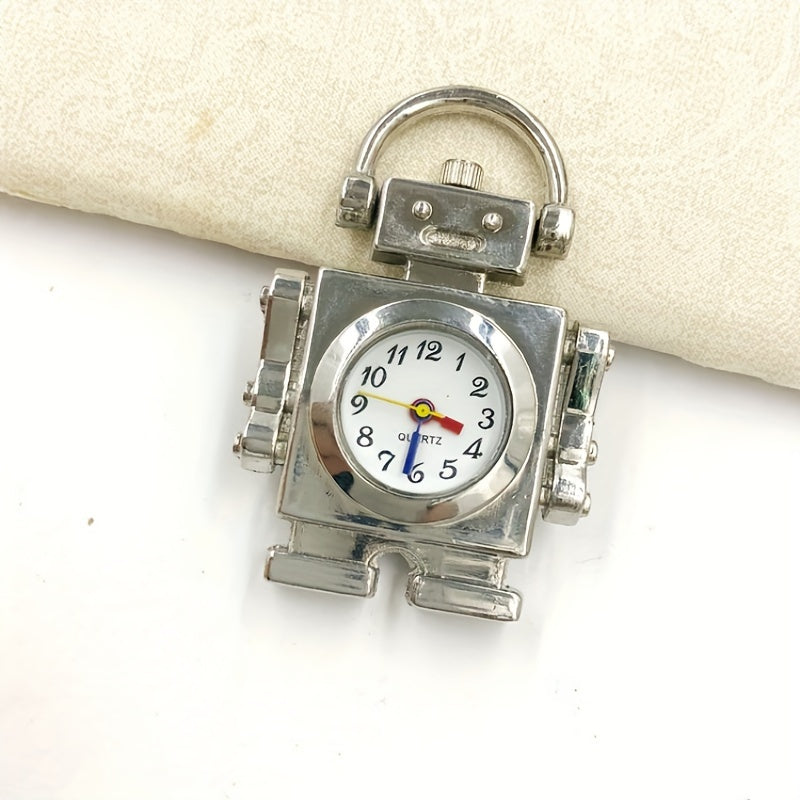 Vintage Robot Pocket Watch Necklace Key Chain for Kids