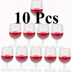 10pcs High Footed Red Wine Glass Pendants for Dollhouse Keychains