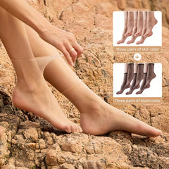 6 Pairs Sheer Mid Tube Socks Ultra Thin Invisible Anti Hook Stockings & Hosiery