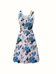 Casual Floral Print Plus Size Tank Dress