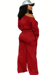 One Shoulder Fleece Top & Pants Set