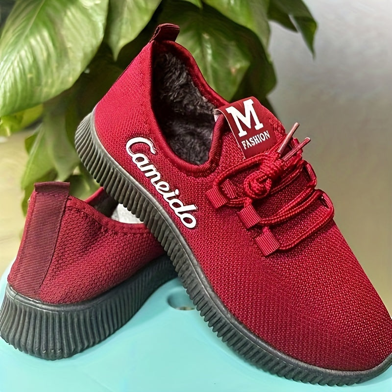 Plush Lined Breathable Running Shoes Outdoor Sneakers