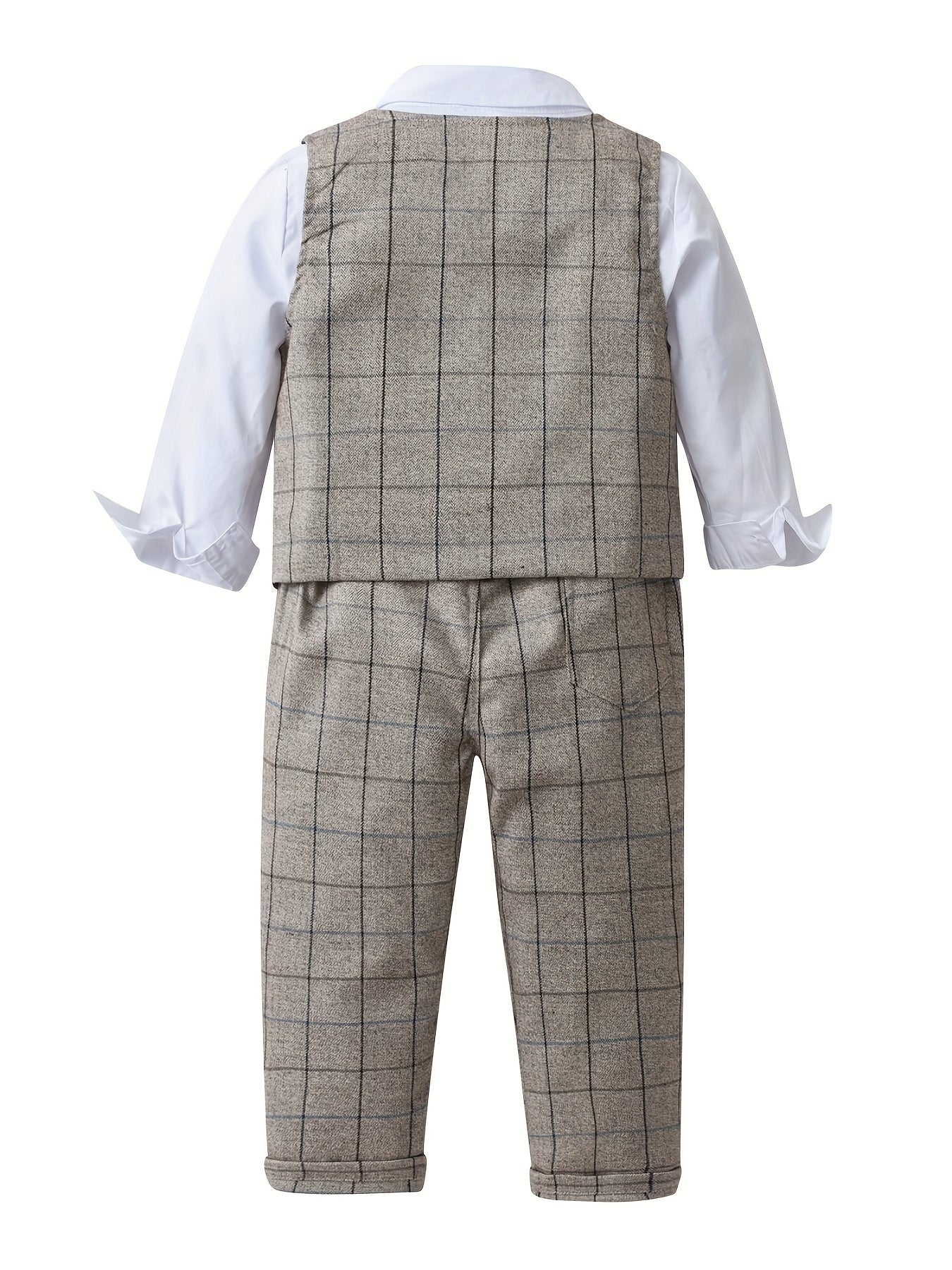 Boys Formal Outfit Set Long Sleeve Bowtie Shirt Pants Vest