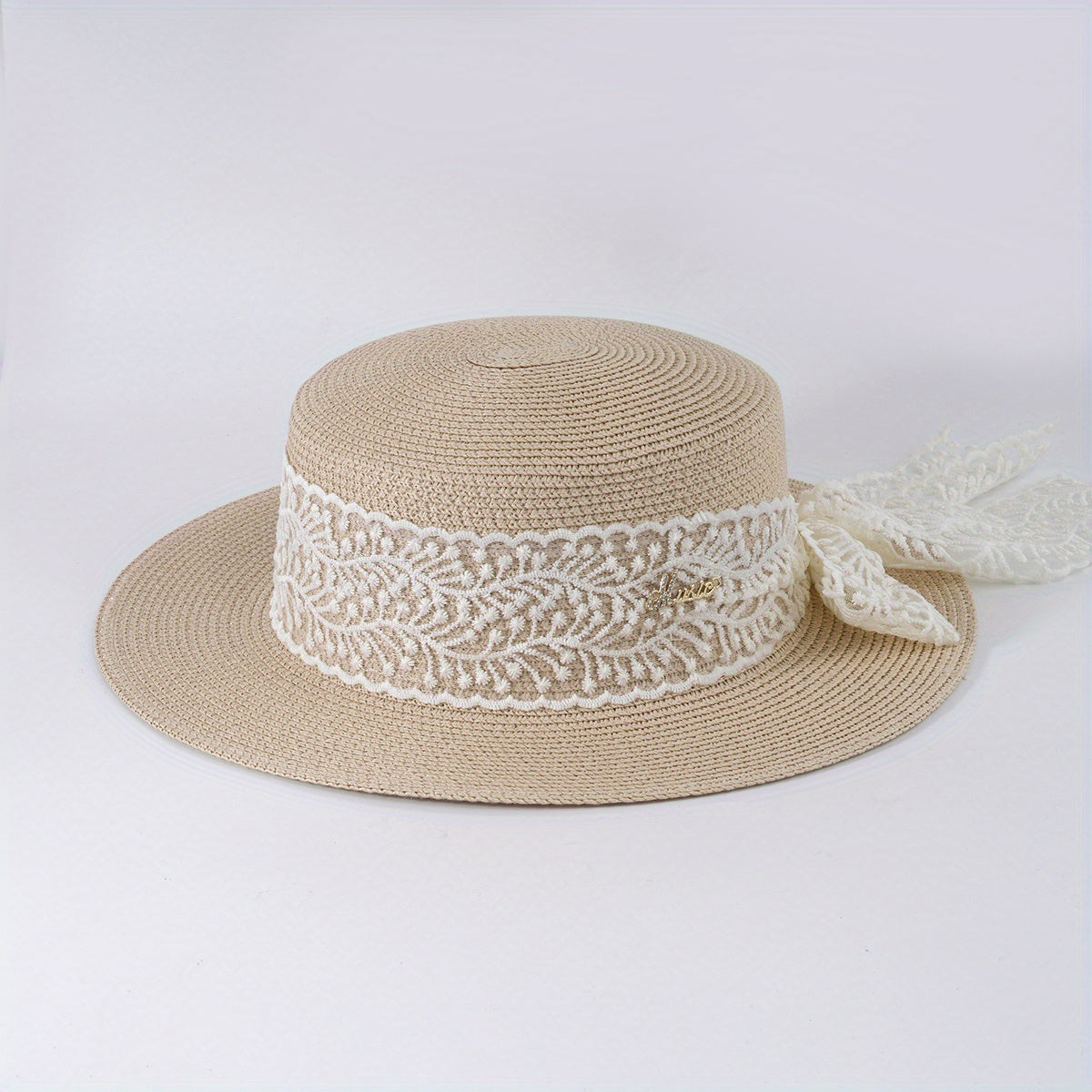 Lace Ribbon Bowknot Sun Hat Jazz Fedora Cap Straw Hat