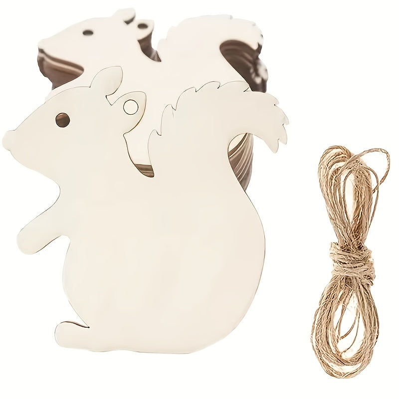 50pcs Wooden Squirrel Blank Wood Chips for DIY Wood Decorations