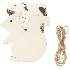 50pcs Wooden Squirrel Blank Wood Chips for DIY Wood Decorations