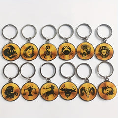 Zodiac Print Stainless Steel Keychain
