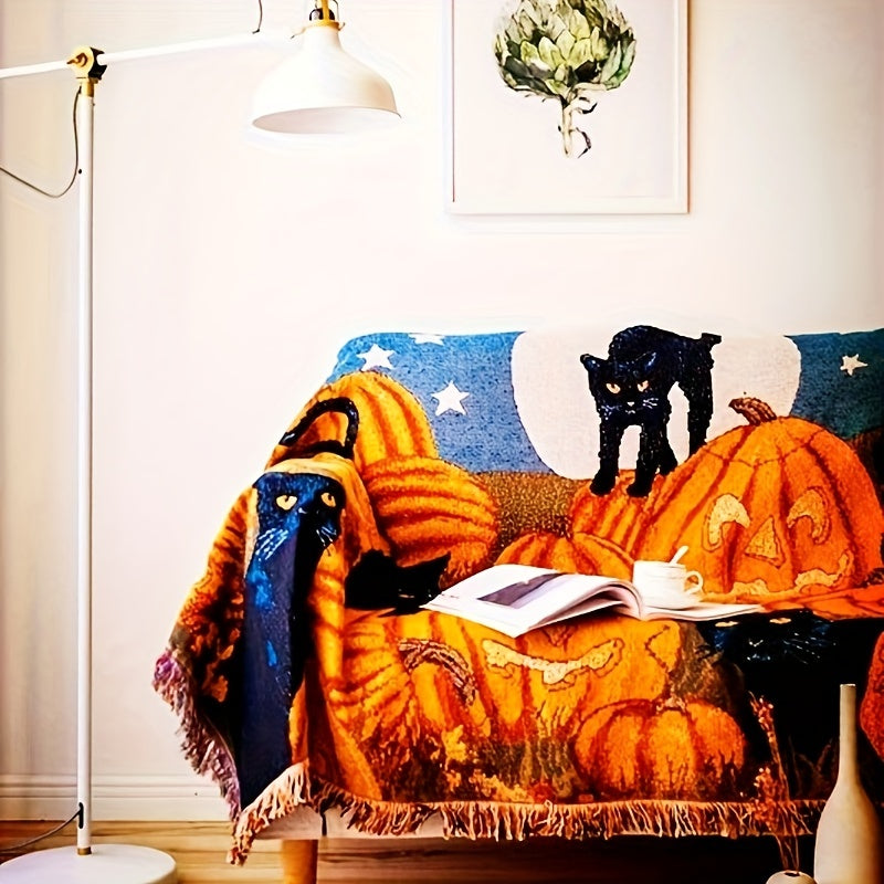 Vintage Halloween Sofa Blanket Cozy Knit Blankets for Autumn