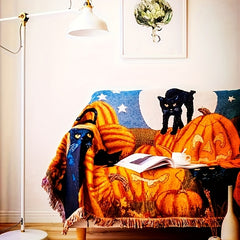 Vintage Halloween Sofa Blanket Cozy Knit Blankets for Autumn