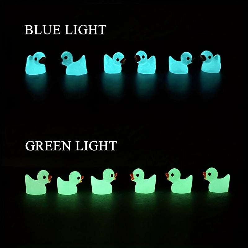10pcs Luminous Duckling Doll Garden Statue Resin Ornament