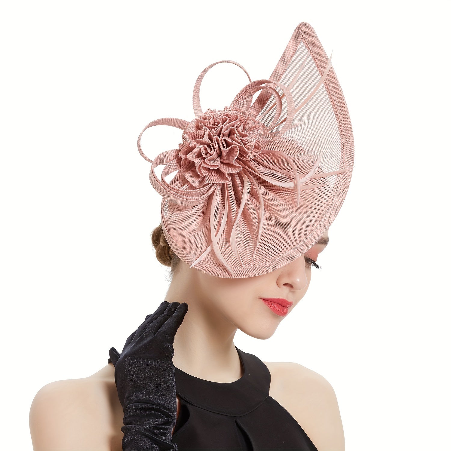 Faux Feather Hats Fascinators for Women Head Piece for Wedding Tea Party
