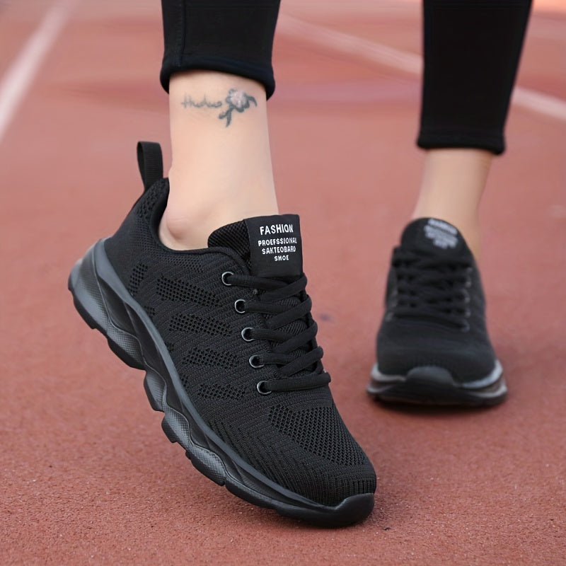 Women's Lace-Up Running Shoes Breathable Fitness Gym Sneakers