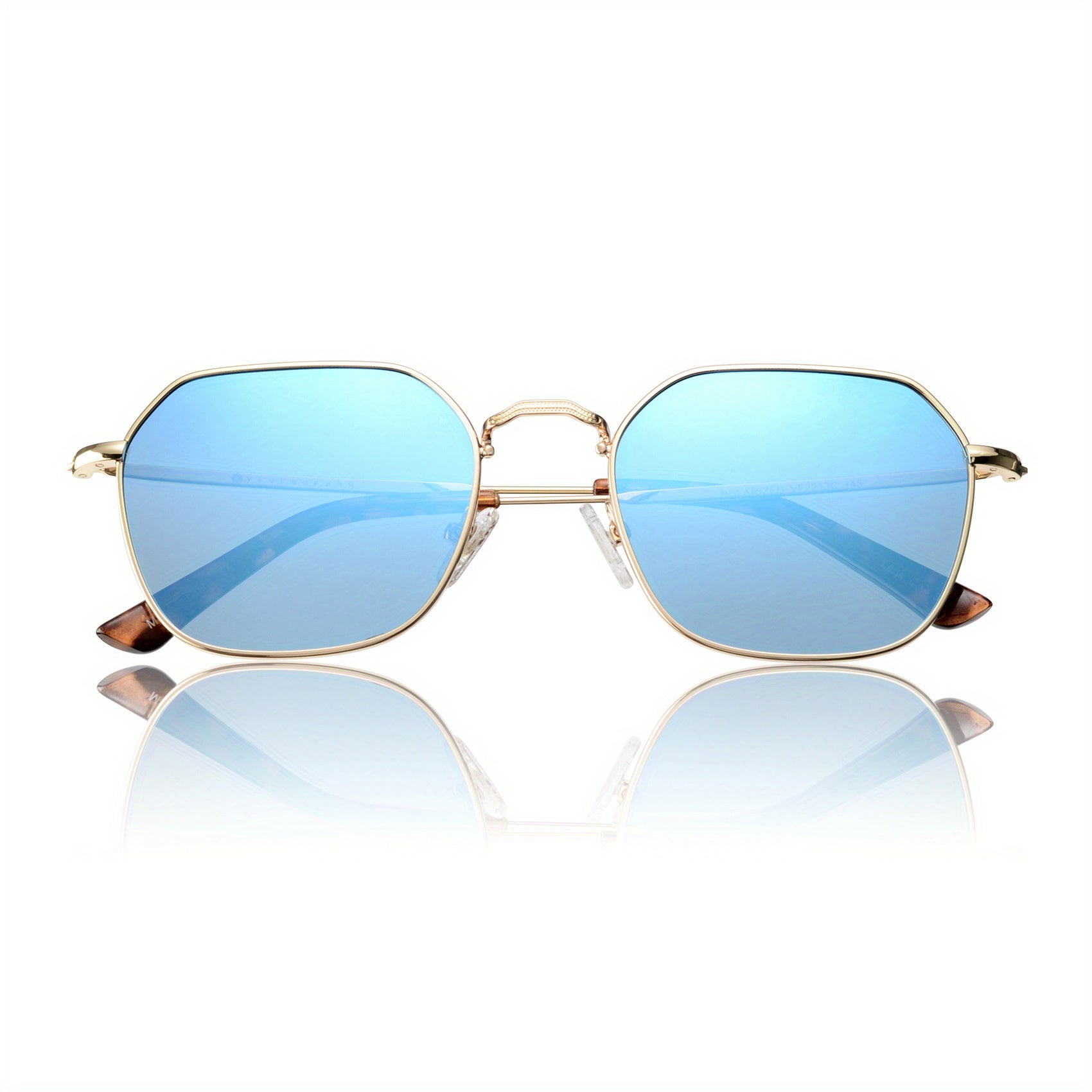 OUWEN Polarized Hexagon Square Sunglasses Small Polygon Aviators