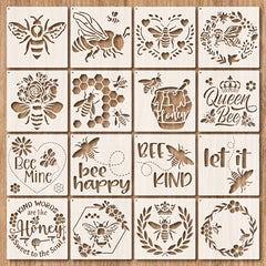 16pcs Bee Stencil 15 Reusable Honeycomb Template With Metal Open Ring
