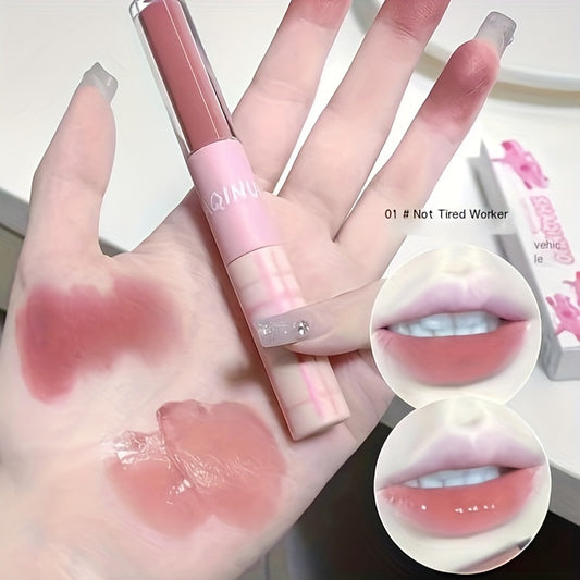 Double End Lip Gloss Double Finish Dew Texture Lightweight 4 Colors Optional