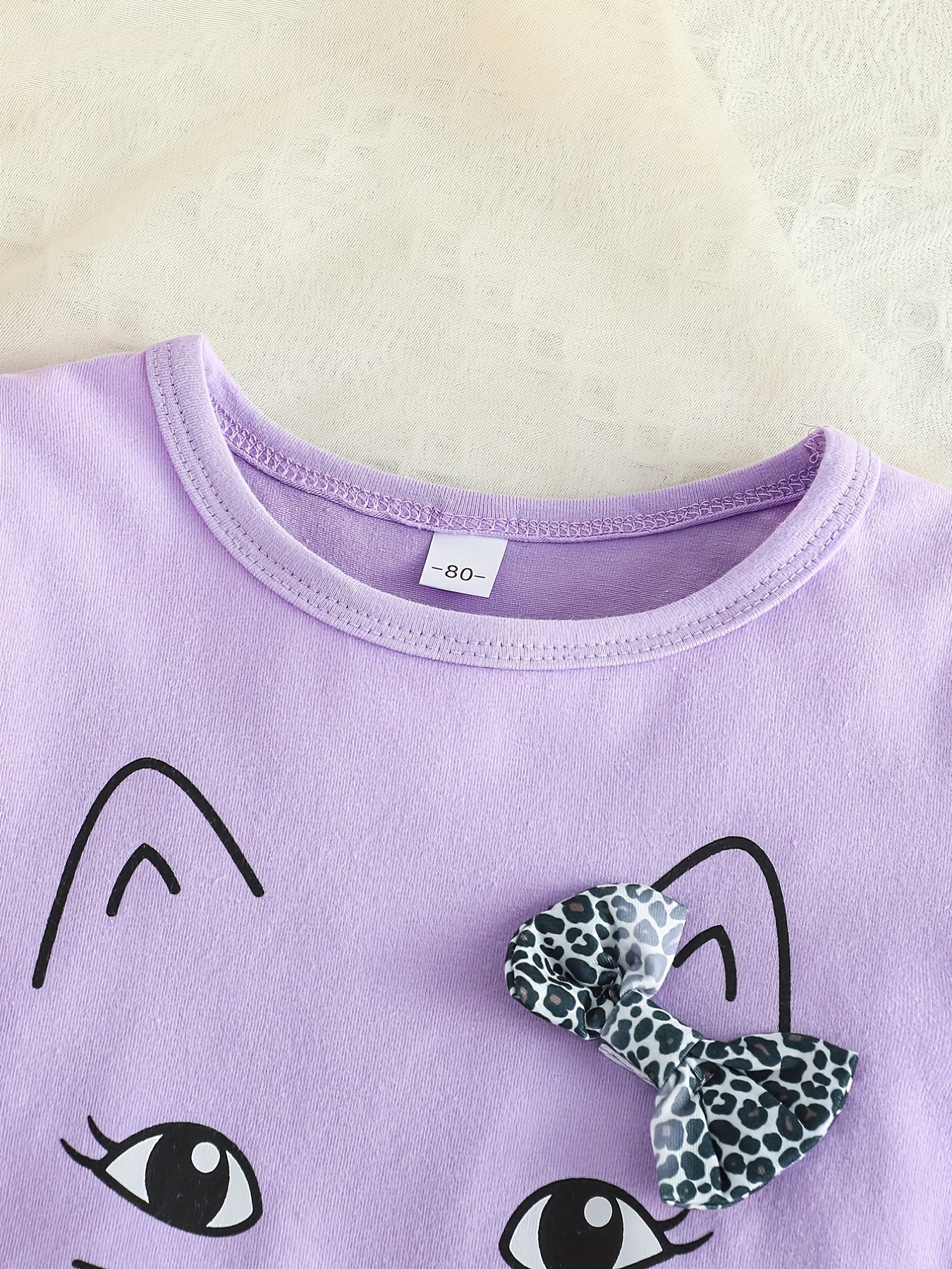 Toddler Girls Cotton Bowknot T shirt Leopard Print Pants Set