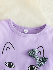 Toddler Girls Cotton Bowknot T shirt Leopard Print Pants Set