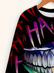 Smile Print Men's Long Sleeve Tee Stylish T-shirt