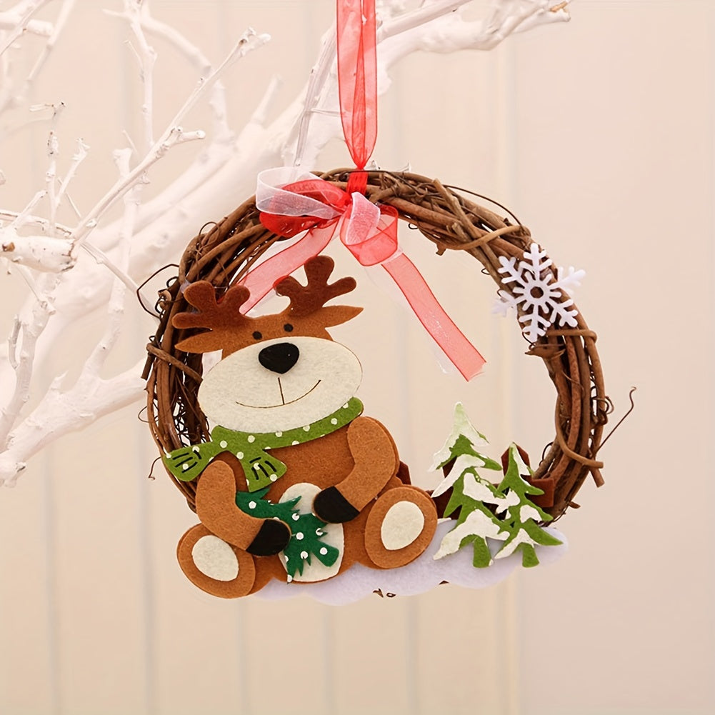 Christmas Rattan Wreath 1pc Natural Front Hanging Garland