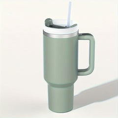 1200ml Solid Tumbler With Handle & Straw Stainless Steel Insulated Travel Mug