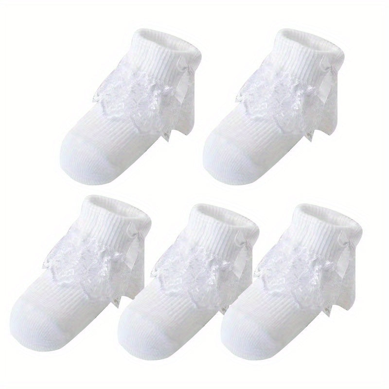 5 Pairs Lace Baby Socks Crystal Silk Transparent Mesh Breathable Princess Socks