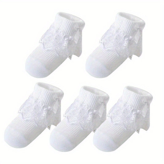 5 Pairs Lace Baby Socks Crystal Silk Transparent Mesh Breathable Princess Socks
