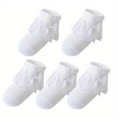 5 Pairs Lace Baby Socks Crystal Silk Transparent Mesh Breathable Princess Socks