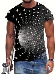 Optical Illusion Men's T-shirt Stretch Tees For Summer