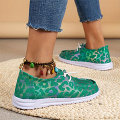 Women's Canvas Lace Up Low Top Sneakers Flat Walking Shoes