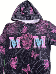 Halloween Goth Dress Women's Plus Skull Butterfly Letter Print Hooded