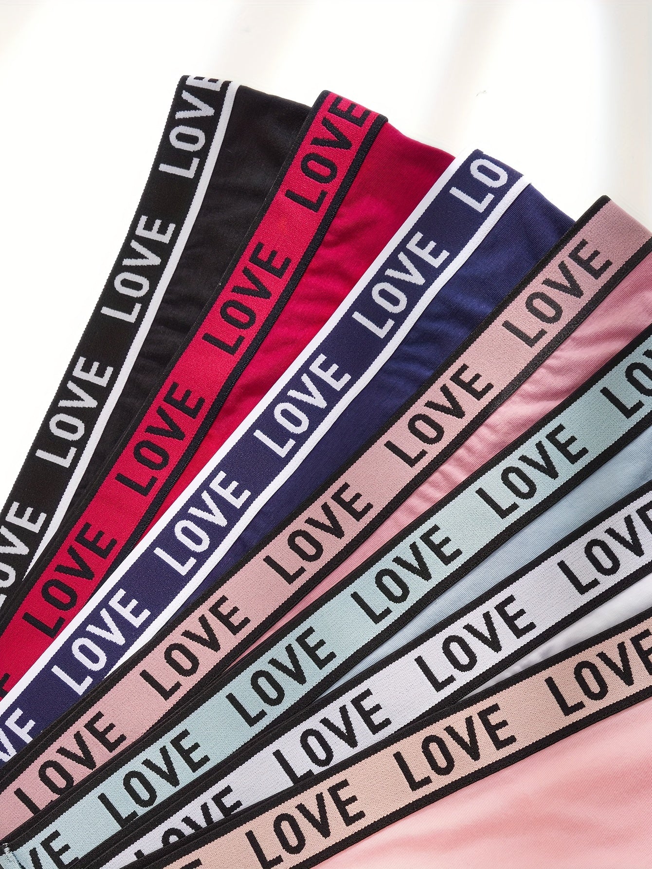 7 Pack Plus Size Sporty Panties Set Women's Plus Contrast Letter Tape