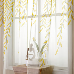 Golden Willow Leaf Stripe Background Cloth Yellow Willow Leaf Mesh Curtain