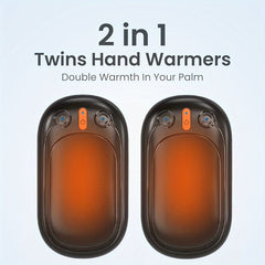 2pcs Rechargeable Hand Warmers 4000mAh Fast Heating for Outdoor Camping Ski