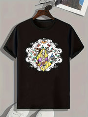 Skeleton Princess Pattern Print Men's Sports T-shirt Comfy Graphic Tee