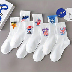 7 Pairs Cartoon Graffiti Socks Women's Stockings