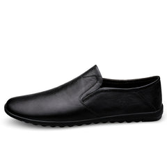 CLOHOO Men's Leather Loafer Shoes Customized Rubber Sole Slip On