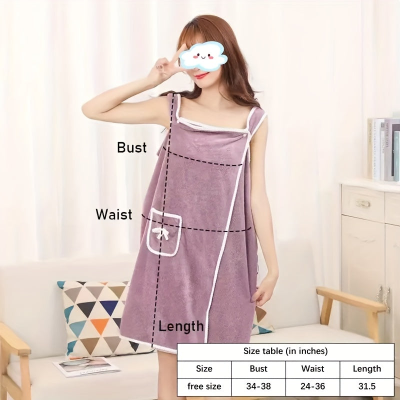 Women's Adjustable Bathrobe with Pocket Soft Absorbent Bath Towel