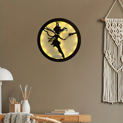 LED Lamp Carving Fairy Tale Story Shape Retro Wooden Hanging Plate