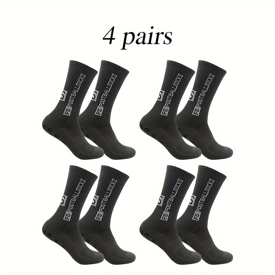 4 Pairs Non Slip Soccer Socks Outdoor Sports Crew Socks Football Socks