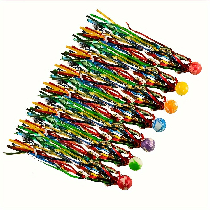 10pcs Colorful Bouncy Balls with Streamers High Bounce Fun