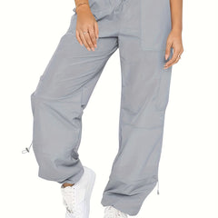 Wide Leg Parachute Pants Solid Casual Every Pants Women's Clothing