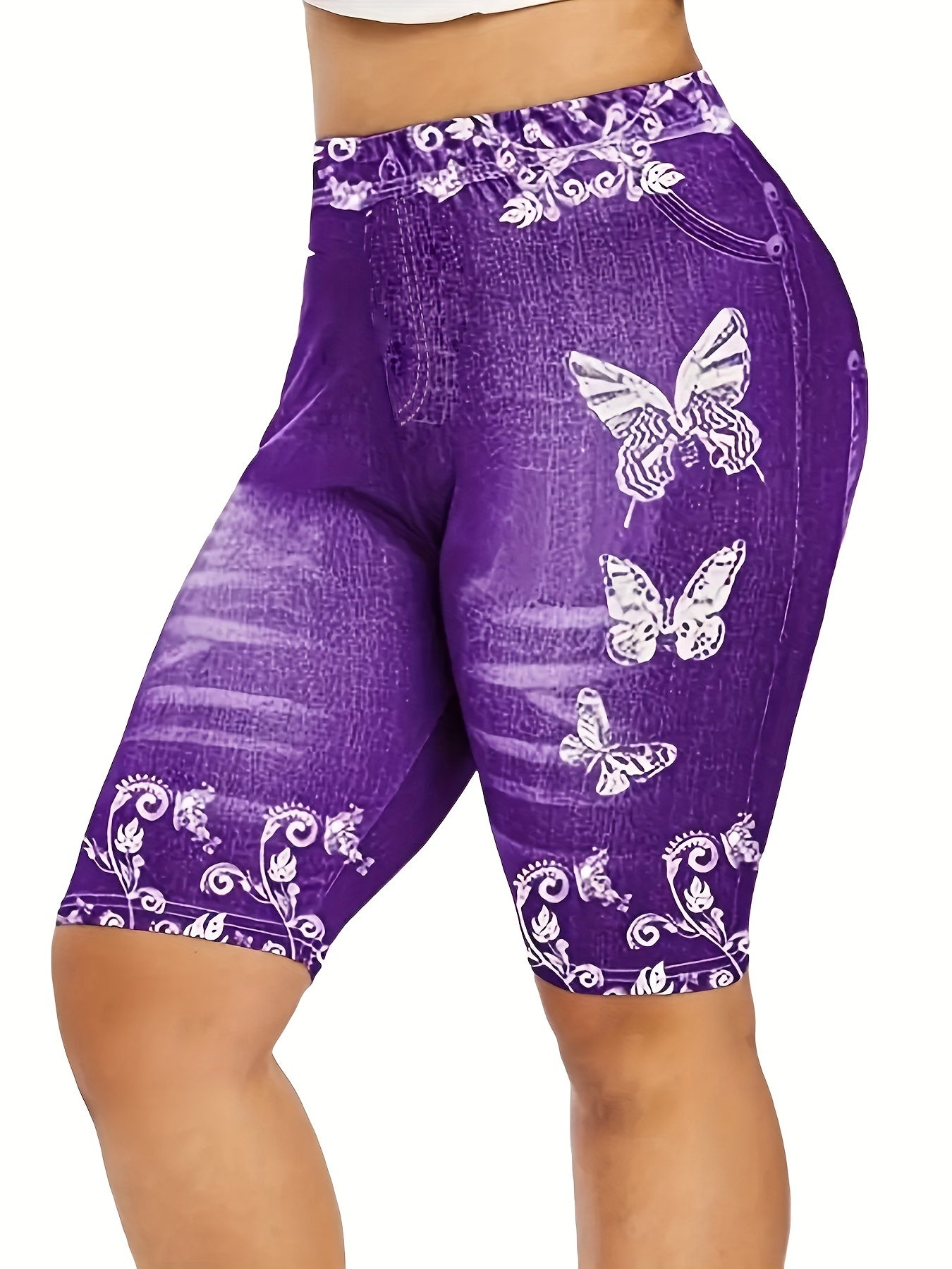 Butterfly Print High Waist Biker Shorts