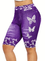 Butterfly Print High Waist Biker Shorts