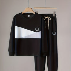 Boy's 2pc Plant Pattern Sweatshirt & Sweatpants Set for Spring Fall
