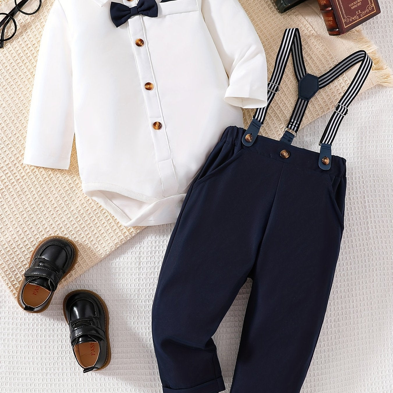 Baby Boy Clothes Suit Toddler Gentleman Outfits Formal Dress Shirt Bowtie