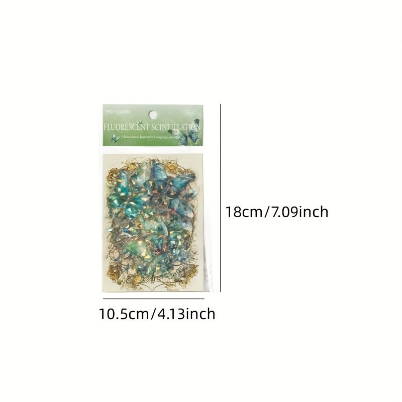 20 Sheets Creative Laser Craft PET Butterfly Stickers