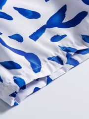 Feathers Print Shorts Casual Elastic Waist Drawstring Summer Pool Beach Shorts