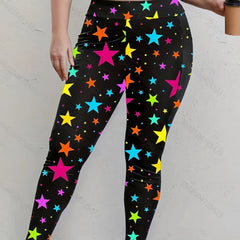 Colorful Star Print High Stretch Leggings